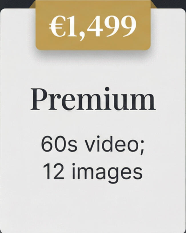 "Premium" €1499 - Premium - 60 seconds video - 12 images