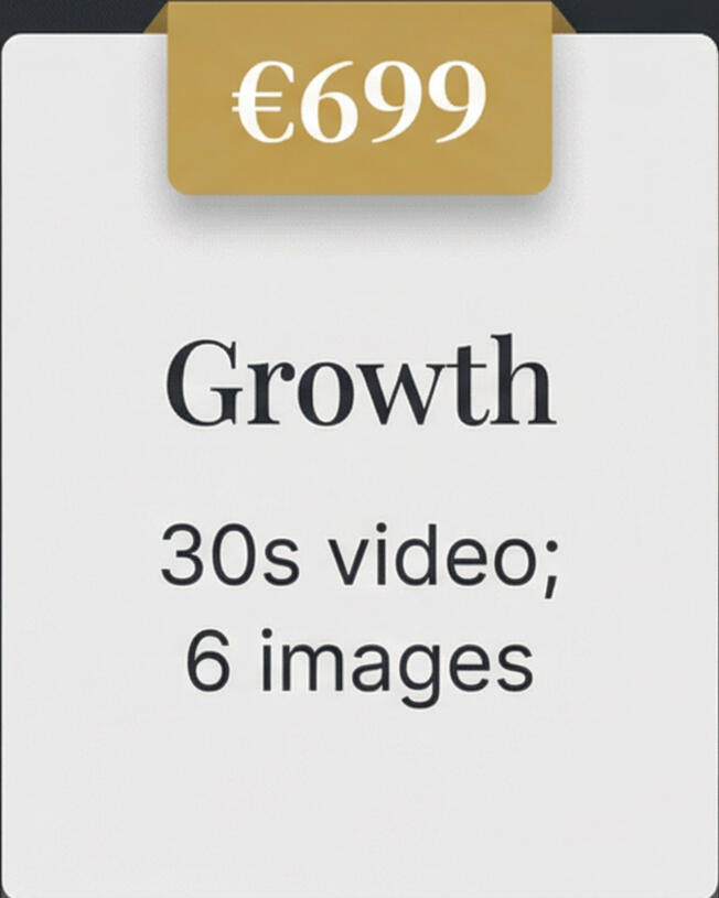 "Growth" €699 - Growth - 30 seconds video - 6 images